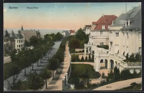 AK Aachen, Nizza-Allee, von oben gesehen