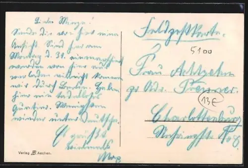 AK Aachen, Monheimsallee mit Observatorium und Wald