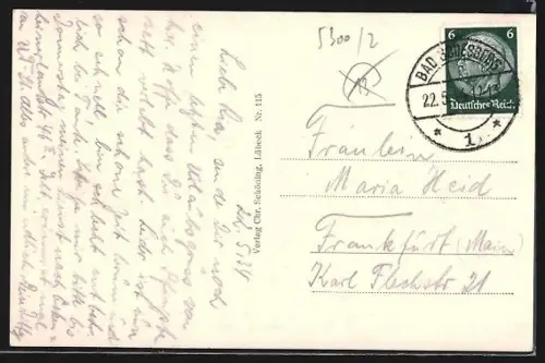 AK Bad Godesberg, Blick auf die Stadt mit Godesburg und Gebirge