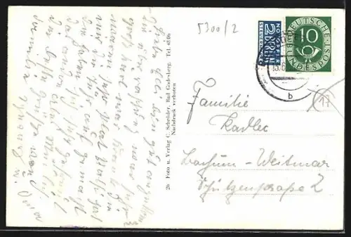 AK Bad Godesberg, Vogelschau mit Blick auf das Siebengebirge