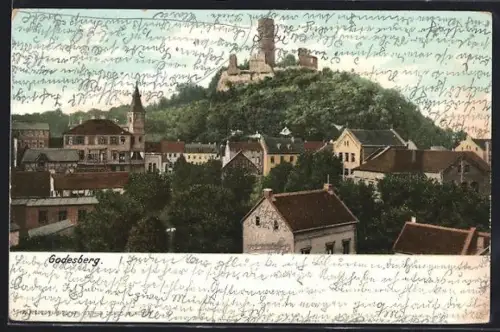 AK Godesberg, Ortsansicht mit Burg