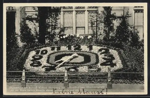 AK Bernburg, Blumenuhr am Schloss mit Glockenspiel