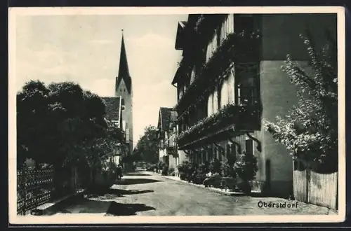 AK Oberstdorf /Allg., Kirchstrasse mit Hotel Löwen
