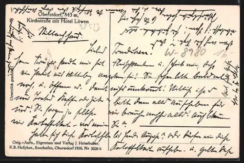 AK Oberstdorf /Allg., Kirchstrasse mit Hotel Löwen