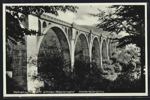 AK Unnau /Westerwald, Blick auf die Nistertalbrücke