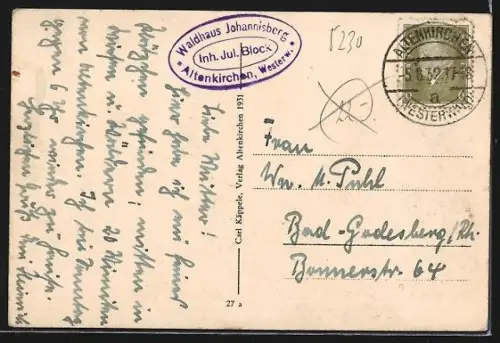 AK Altenkirchen /Westerw., Gasthaus Waldhaus Johannisberg, Inh. Jul. Block