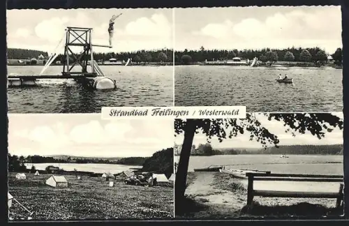 AK Freilingen /Westerwald, Strandbad und Campingplatz