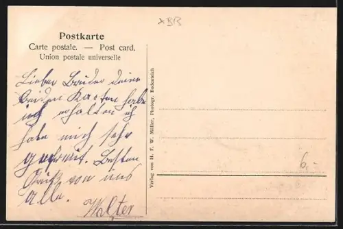 AK Bodenteich, Strassenpartie mit Kirchblick im Winter