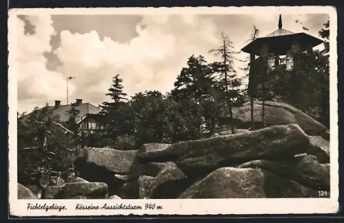 AK Kösseine /Fichtelgebirge, Blick auf den Aussichtsturm
