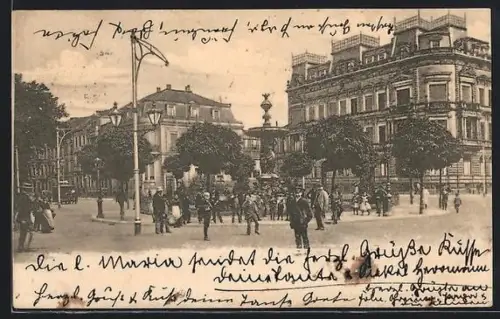 AK Aachen, Fussgänger am Kaiserplatz