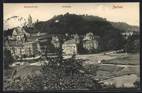 AK Aachen, Blick auf Lousberg mit Salvatorkirche