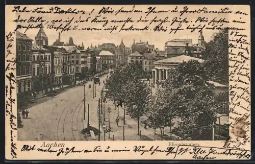 AK Aachen, Strassenpartie mit Elisenbrunnen