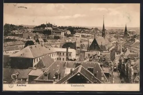 AK Aachen, Totalansicht mit Kirchtürmen