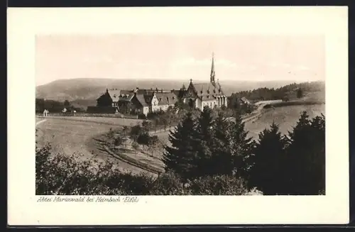 AK Heimbach /Eifel, Erhöhter Blick auf die Abtei Mariawald und Umgebung