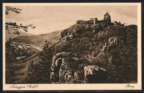 AK Nideggen /Eifel, Blick auf Burg und Tal