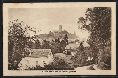 AK Godesberg, Blick auf Godesberg vom Wacholder mit Burg im Hintergrund