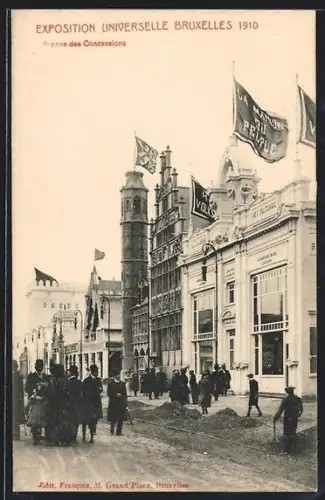AK Bruxelles, Exposition Universelle 1910, Avenue des Concessions