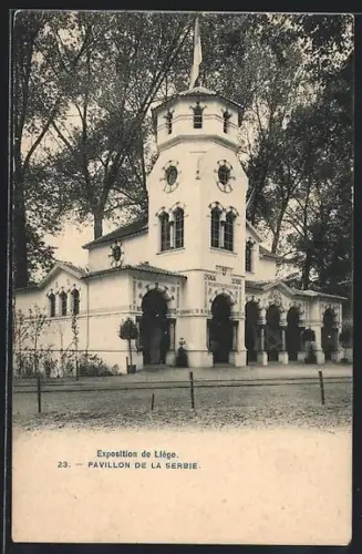 AK Liége, Exposition de Liége, Pavillon de la Serbie, Ausstellung
