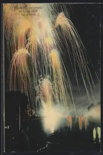 AK Liége, Exposition Universelle de Liége 1905, Feu d`Artifice, Ausstellung