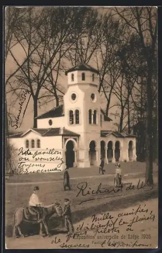AK Liége, Exposition Universelle de Liége 1905, Pavillon de Serbie, Ausstellung