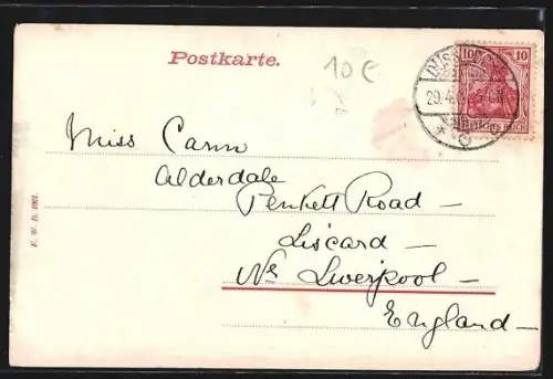 AK Düsseldorf, Kunst- u. Gartenbau-Ausstellung 1904, Sonderausstellungspavillon mit Kunstpalast u. Ballon