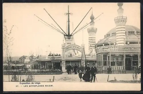 AK Liège, Exposition de Liège, les Aéroplanes Maxim