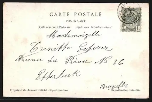 Lithographie Liége, Exposition Universelle et Internationale 1905, Le Palais des Fetes