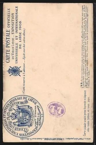 AK Liége, Exposition 1905, Vieux Liége, Maison Wiertz et Repos de chasse de Grivegnée, Place du Marché