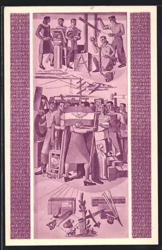 AK Buenos Aires, Exposicion Correos y Telecomunicaciones en el Plan Quinquenal 1949, Gran Pintura