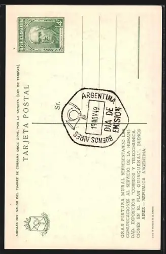 AK Buenos Aires, Exposicion Correos y Telecomunicaciones en el Plan Quinquenal 1949, Gran Pintura