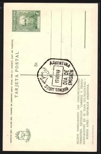 AK Buenos Aires, Exposition Correos y Teleco-Municaciones en el Plan Quinquenal, Relieve Simbolizando Las Comunicationes