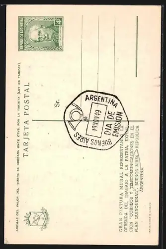 AK Buenos Aires, Exposition Correos y Teleco-Municaciones en el Plan Quinquenal, Gran Pintura Mural