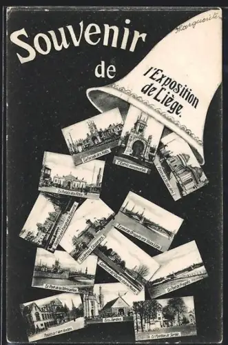 AK Liége, Exposition, Souvenir, La Facade des Halls, Les Jardins, Les Arènes Liégeorses