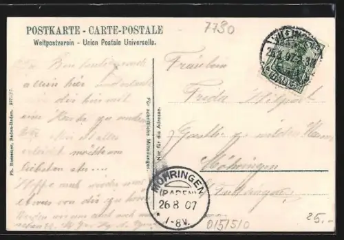 AK Villingen, Gewerbe- u- Industrieausstellung des Badischen und Württembergischen Schwarzwaldes 1907