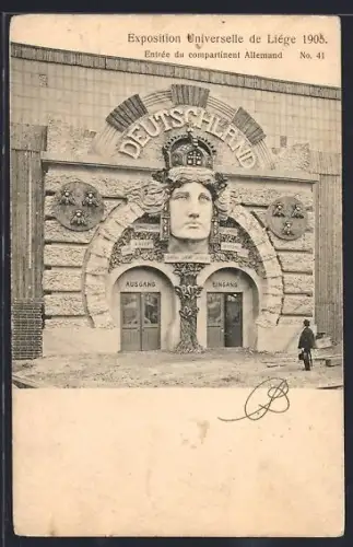 AK Liége, Exposition Universelle de Liége 1905, Entrée du compartiment Allemand