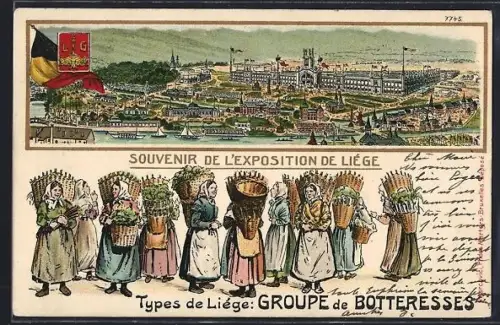 Lithographie Liége, L`Exposition de Liége, Groupe de Botteresses