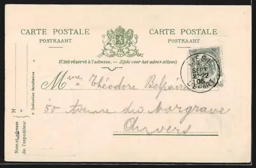 Lithographie Liége, l'épxosition de Liége 1905, le panorama de l'éxposition