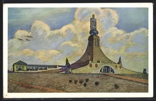 Künstler-AK Austerlitz, Napoleon Denkmal