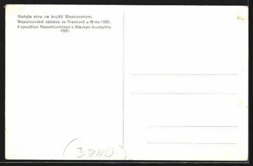 Künstler-AK Austerlitz, Napoleon Denkmal