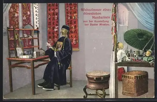 AK Strassburg, Ausstellung der Basler Mission 1910, Wohnzimmer eines chinesischen Mandarinen