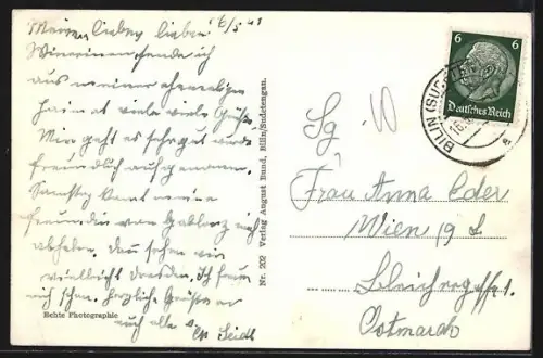 AK Bilin i. Sudetengau, Ortsansicht mit Kirche