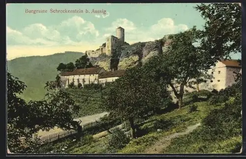 AK Schreckenstein b. Aussig, Burgruine Schreckenstein