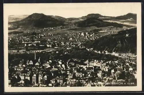 AK Tetschen-Bodenbach, Ortsansicht aus der Vogelschau