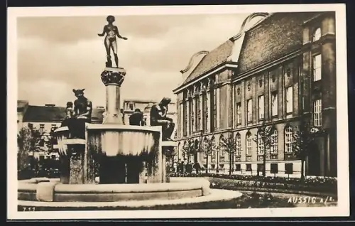 AK Aussig, Brunnen im Ort