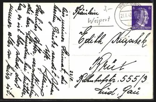 AK Weipert, Blick auf den Ort von einer Anhöhe aus