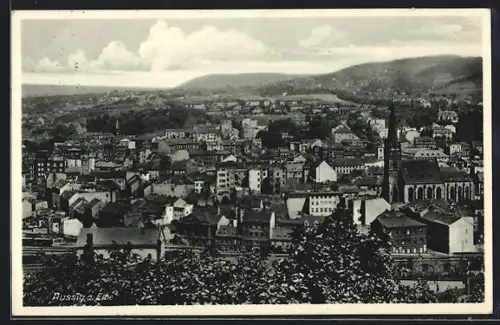 AK Aussig a. Elbe, Totalansicht von einen Berg aus