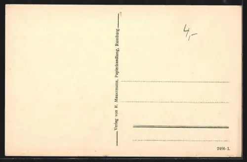AK Rumburg, Ortspanorama mit Industrie-Schornsteinen