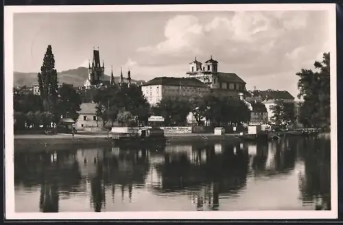 AK Leitmeritz a. d. E., Hotel zum Schwane, Cafe Restaurant Elektra