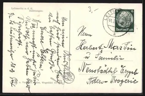 AK Leitmeritz a. d. E., Hotel zum Schwane, Cafe Restaurant Elektra