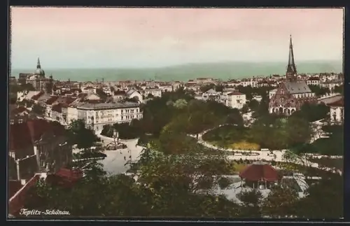 AK Teplitz-Schönau, Ortsansicht mit Kirche